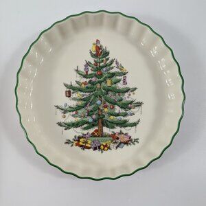 VTG Spode Christmas Tree Oven to Table Quiche Tart Dish 8.5" England